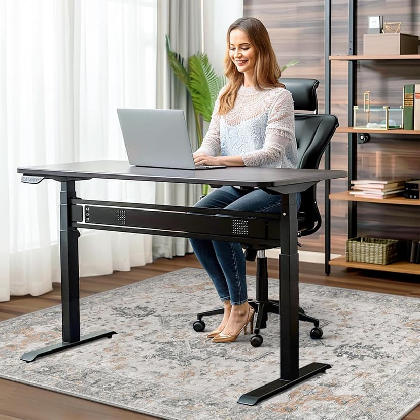 36"x48" Office Chair Mat for Hardwood Tile Floor, Under Desk Carpet Protector for Rolling Computer Chair Mat, Machine Washable Area Rug, Anti-Slip 1/5" Thick Low Pile Thin Vinyl Floor Mat, Taupe