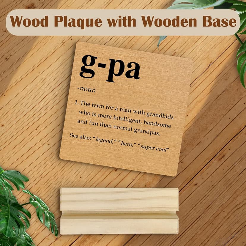 G-Pa Grandpa Gifts Desk Decor, Grandpa Gifts for Birthday Father's Day Decorative Signs & Plaques, G-Pa Definition Desk Sign with Wooden Stand for Home Office Shelf Table Decor B0GJR7LD9H