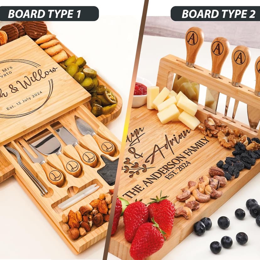 Personalized Charcuterie Board Gifts Set for Best Friends, Custom Large Cheese Board for Wedding, Anniversary, Birthday, Housewarming, Engagement, Party, New Home Gift Couple