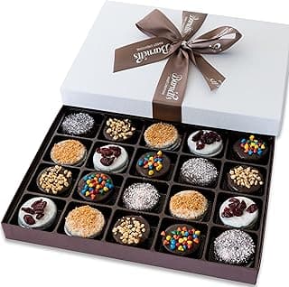 Barnetts Christmas Holiday Thanksgiving Cookies Gift Basket, 20 Gourmet Chocolate Covered Cookies Candy for Father, Son, Husband, Brother, Grandfather Food Delivery, Treats Baskets Gifts Ideas for Dad, Grandma, Friends, Co-workers
