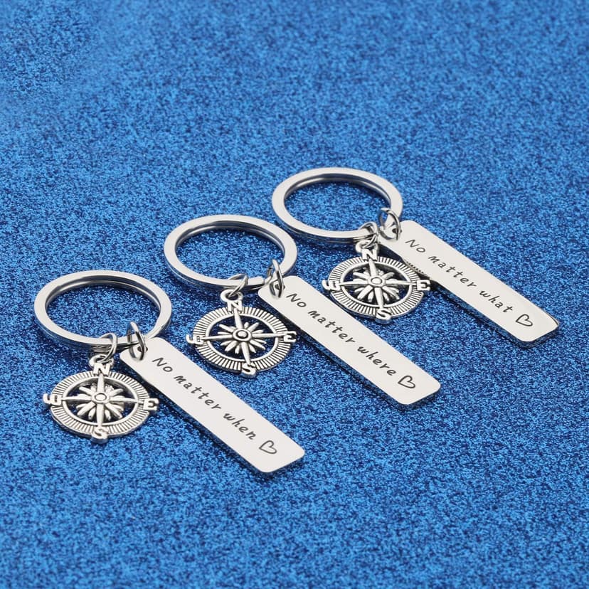WUSUANED No Matter What Where When Compass Best Friend Keychain Set Long Distance Friendship Gift For Sister Best Friends