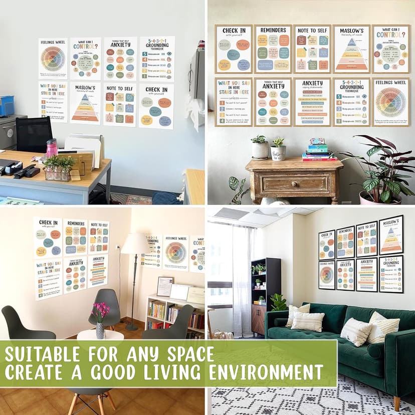 10 Pcs Care Mental Health Posters, Mental Health Matters Poster, Therapy Office Decor, Counseling Office Must Haves, School Counselor PR Colorful (Colorful)