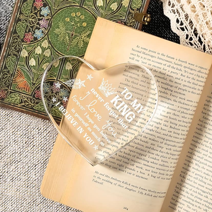 Gifts for Boyfriend, I Love You Gifts for Him, Men's Anniversary Heart Shaped Acrylic Block - Christmas Birthday Gifts for Him Boyfriend Husband, Valentines Day Gifts