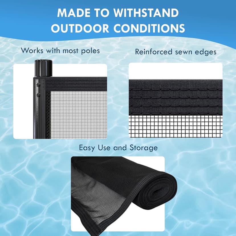 Pool Fence Replacement Mesh Fabric – 4'x15' Black Mesh for Pool Fence Repair, DIY & Cut-to-Fit | Compatible with Most Pool Fencing Poles | Replacement Parts, Safety Fence, No Poles