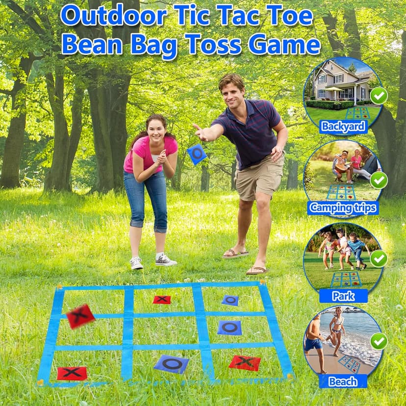 CWLAKON Outdoor Giant Tic Tac Toe Bean Bag Toss Games for Kids Adults Family, Large Outside Lawn Yard Backyard Carnival Field Day Game, Birthday Party Family Reunion Games Playground Fitness Equipment