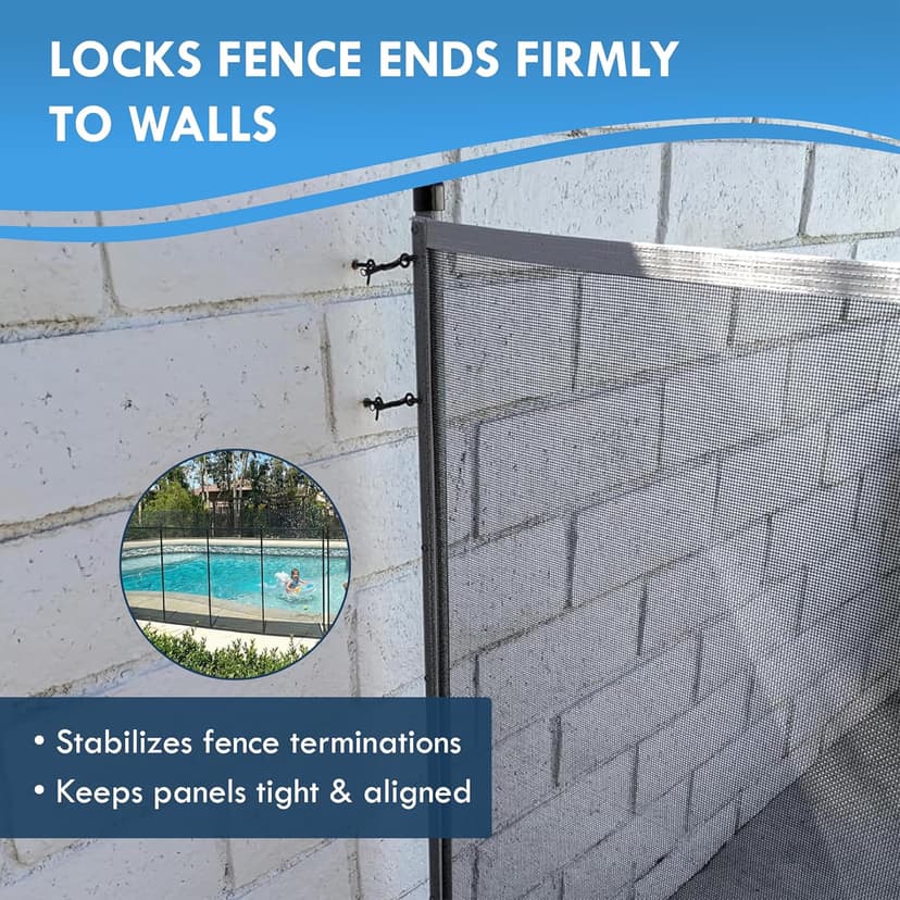 Pool Fence Wall Attachment Kit Black – for DIY Mesh Safety Fencing, Pool Fence, Brick, Block, Stucco, & Wood Walls - Fence Attachment Kit Includes Anchors, Eye Screws & Pool Fench Latches
