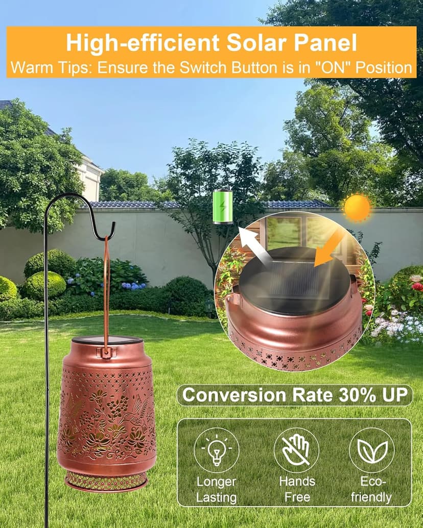 Christmas Gifts for Women, Hummingbird Solar Lanterns Outdoor Waterproof, Garden Decor Birthday Gifts for Women Mom Grandma Sister, Metal Hanging Solar Lights Outside Decorative for Backyard Patio