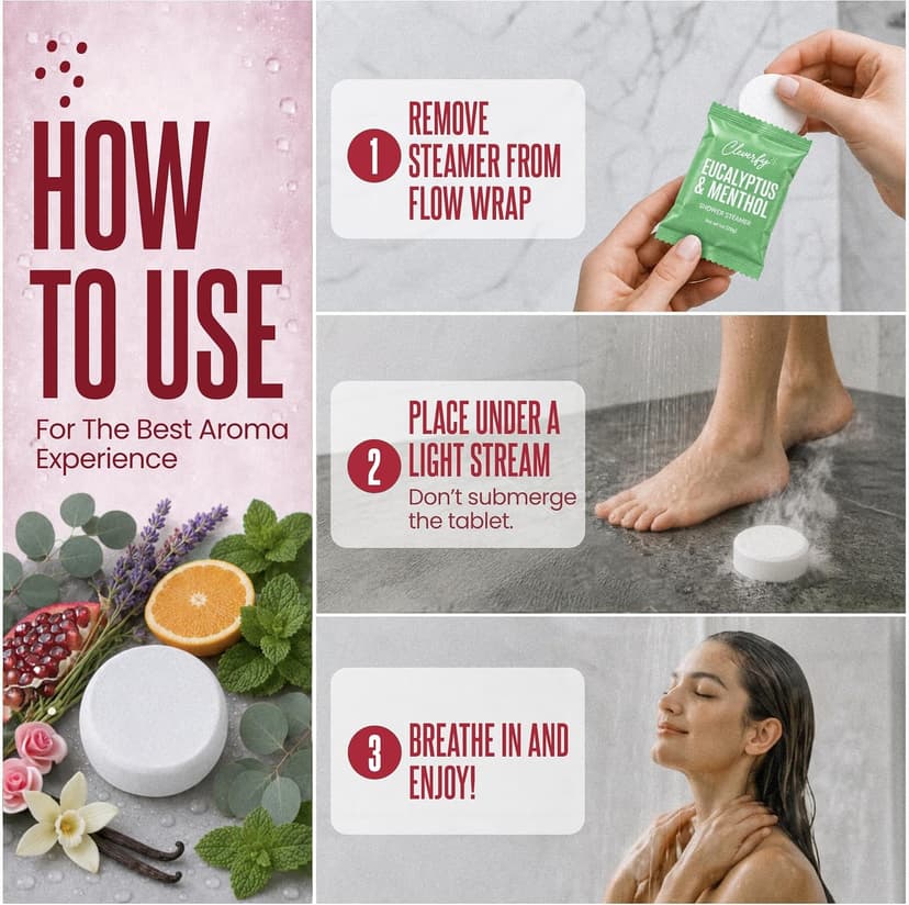 Cleverfy Shower Steamers Aromatherapy for Women and Men – Self-Care Shower Bombs for Stress Relief and Relaxation – 6 Tablets