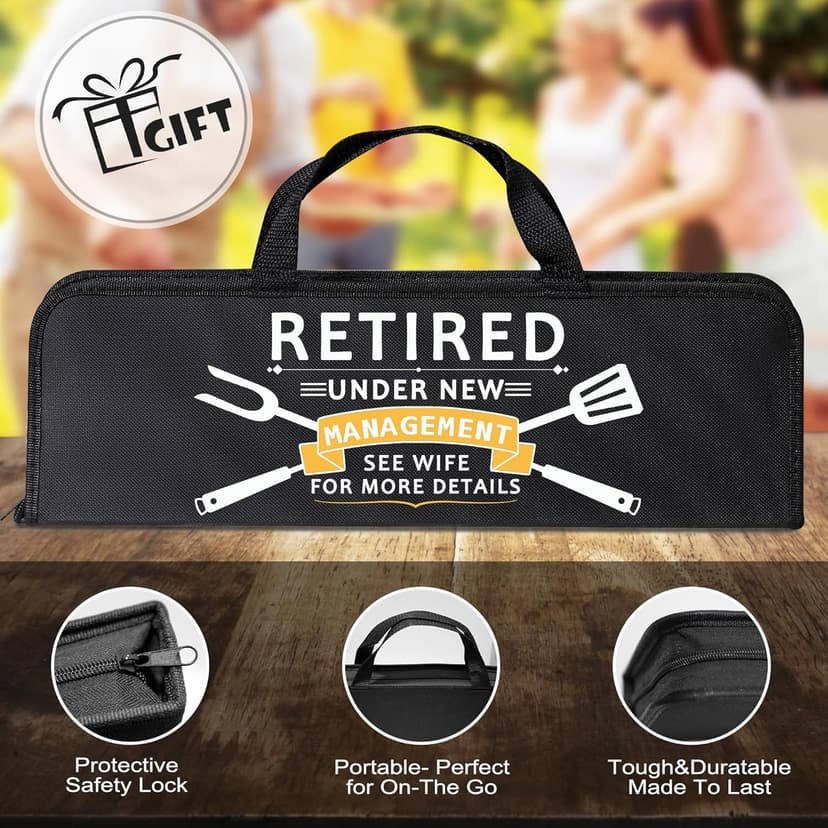 Retirement Gifts for Men, Retired Gifts for Men, Dad, Grandpa, Coworker, Teacher, Boss, Grilling Accessories, Heavy Duty Stainless Steel Grill Set BBQ Grill Tools for Outdoor Grill with Aluminum Case