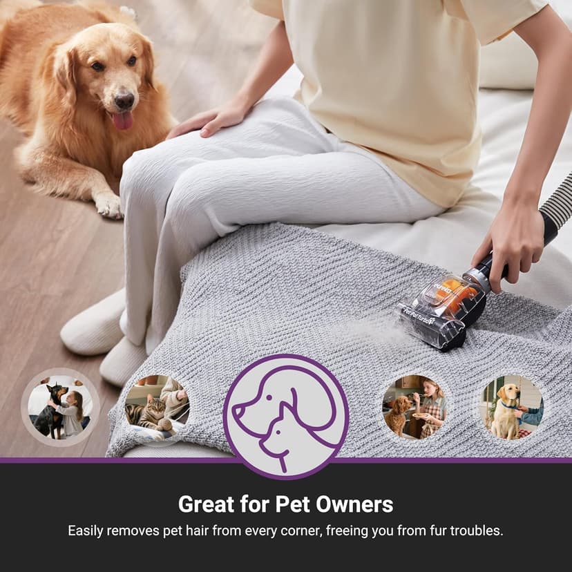 Eureka Powerful Upright Vacuum Cleaner for Home Pet Hair, Lightweight Household Upright Vacuum for Carpet and Hard Floor, MaxSwivel Pro NEU350 with Pet Tool, Yellow