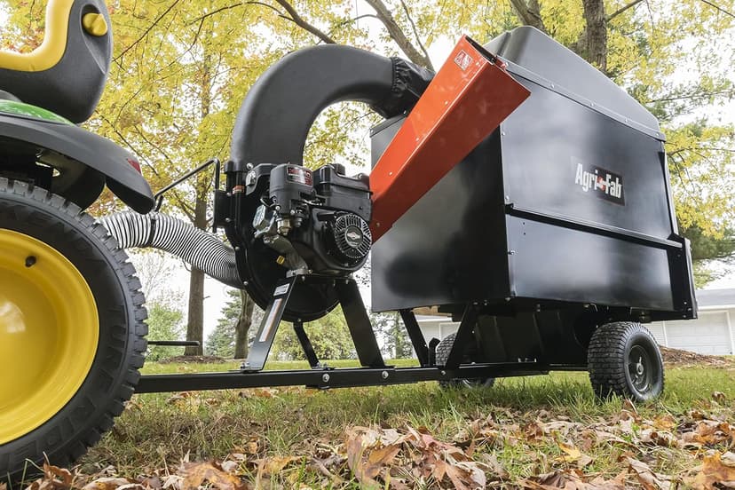 Agri-Fab 45-0578 Large Capacity 32 CU FT Hard Top Chip- N-Vac, Tow Behind Lawn Vacuum, Leaf Mulcher, Gas Powered, Easy Foot Pedal Dumping