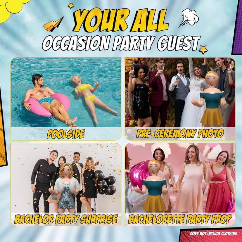 Inflatable Doll with Groom Sash - Bachelor Party Favors - Bachelor Party Decorations - Bachelorette Party Favors - Gag Gifts - 60" Blondi Care