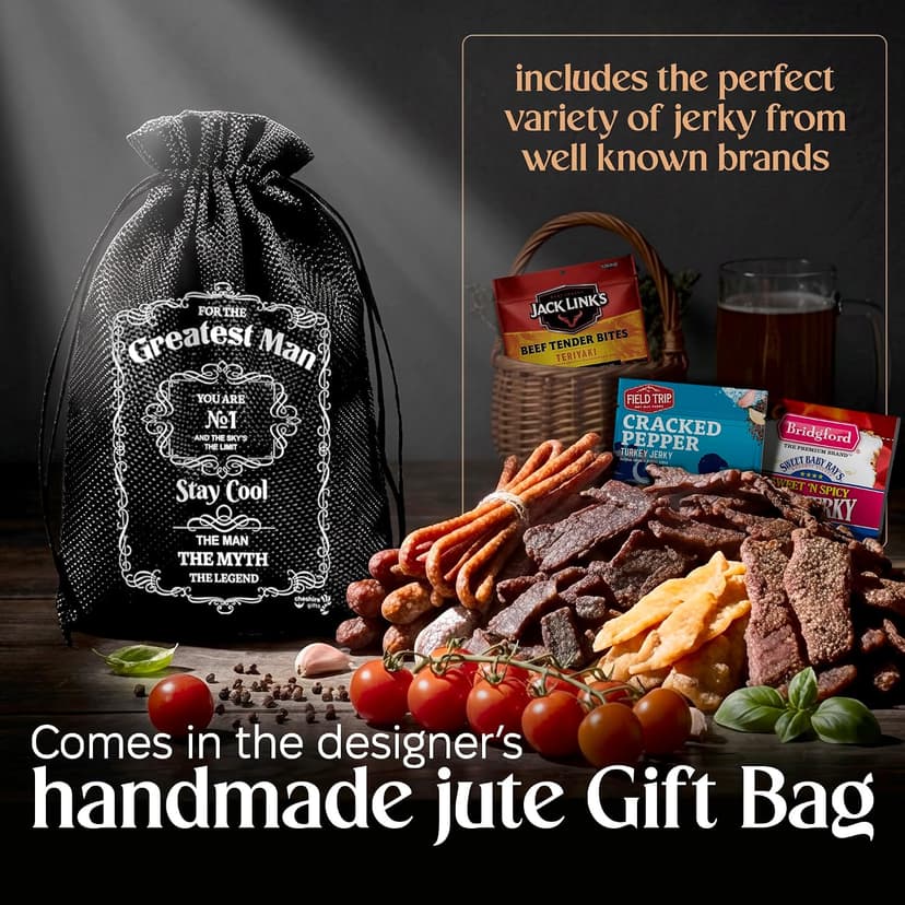 Beef Jerky Gift Baskets For Men - Meat And Cheese Gift Baskets, Birthday Gifts For Men Who Have Everything With Beef Jerky Variety Pack - Gifts For Dad & Care Package