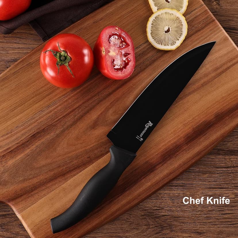 ROMANTICIST Kitchen Knife Sets, 10PCS High Carbon Stainless Steel Knife Sets with Block, Black Knife Block Set, Knives Set for Kitchen with Anti-slip Handle, Exquisite Knives Set New Home Essentials B0FL25YQ5J