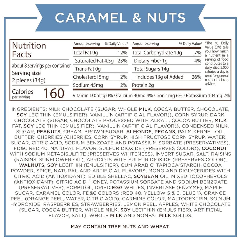 Russell Stover Caramel and Nuts in Milk and Dark Chocolate, Mother's Day Chocolate Gift Box, 9.4 Ounce