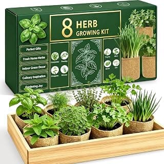 Indoor Herb Garden Kit, Culinary Herb Starter Kit with Seeds & Tools for Beginners, Kitchen Decor, House Warming Gifts for New Home, for Christmas, Ultimate Birthday Gifts for Women Men Mom Dad B0GR93MPX1