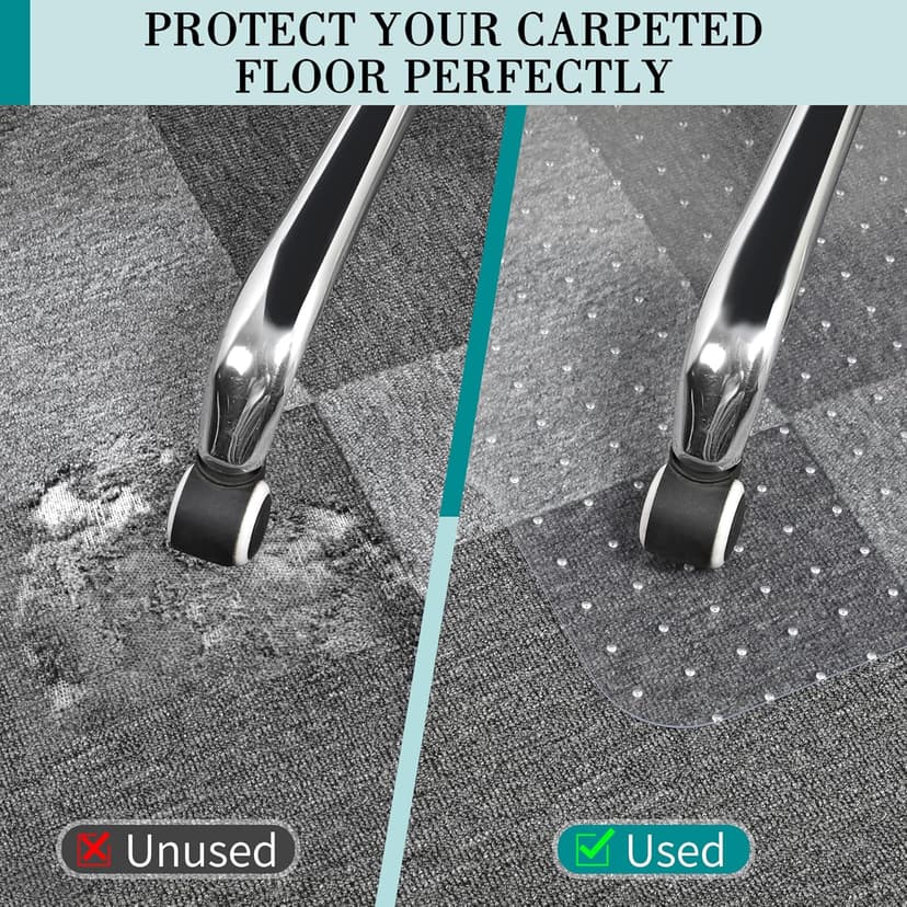 Office Chair Mat for Carpets, Clear Computer Desk Chair Mat for Low Carpeted Floors, Thick and Sturdy Carpet Protector, Easy Glide and Flat Without Curling (30" x 48" Rectangle)