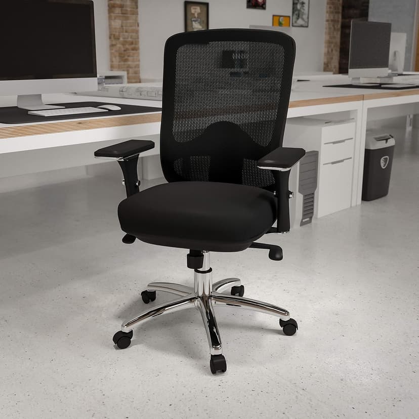 Flash Furniture HERCULES Series 24/7 Intensive Use Big & Tall 350 lb. Rated Black Mesh Multifunction Swivel Ergonomic Office Chair