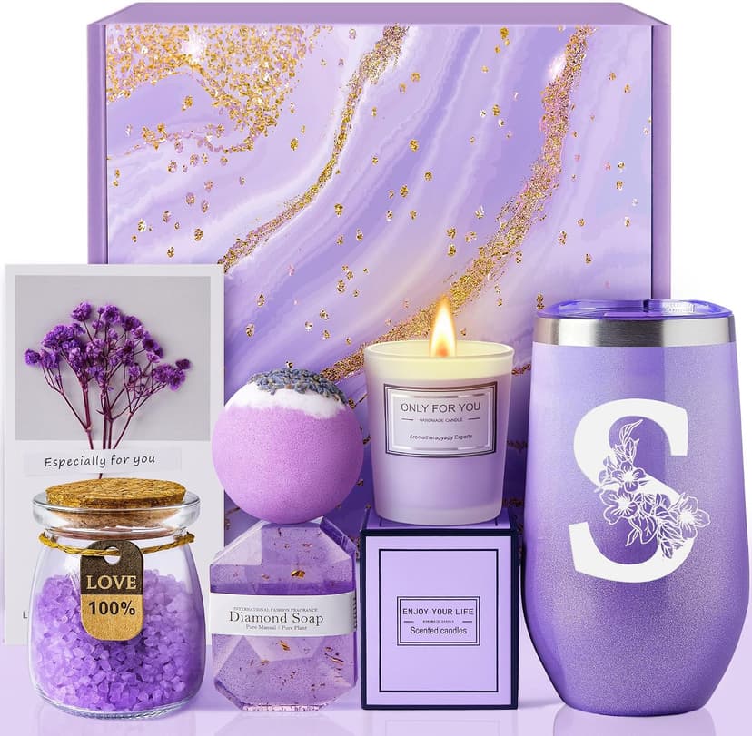Personalized Birthday Gifts for Women Mom Wife Sister Daughter Friends Her, Monogrammed Mothers Day Anniversary Thank You Christmas Get Well Soon Spa Gift Baskets, Customized Self Care Gift for Women B0CRNJST91