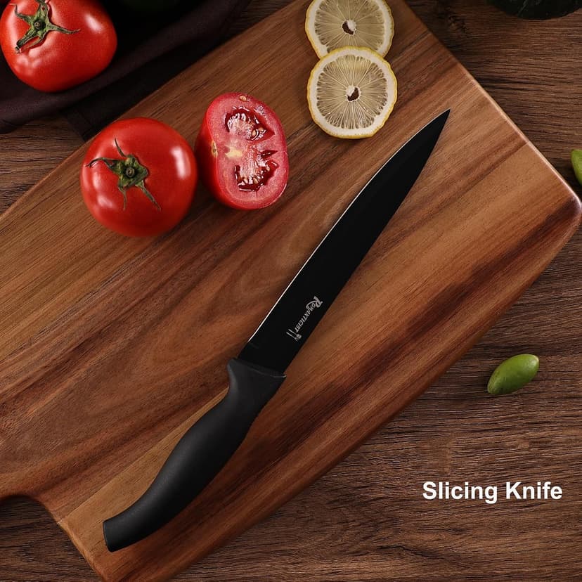 ROMANTICIST Kitchen Knife Sets, 10PCS High Carbon Stainless Steel Knife Sets with Block, Black Knife Block Set, Knives Set for Kitchen with Anti-slip Handle, Exquisite Knives Set New Home Essentials B0FL25YQ5J