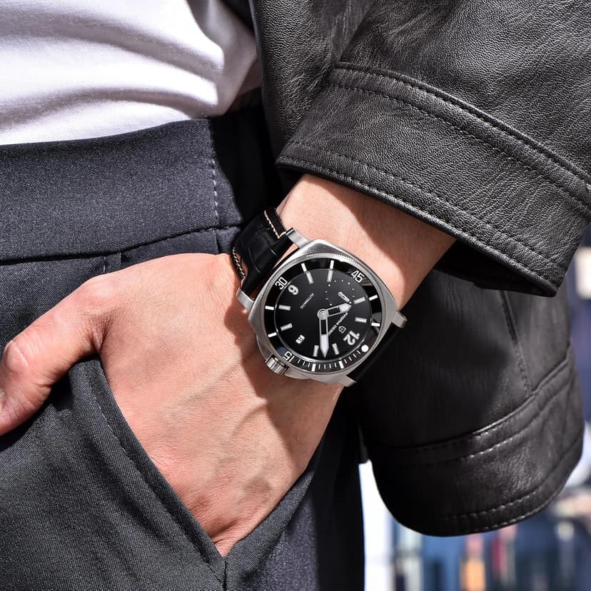 SUZAKU Pagani Design Men's Automatic Watch 43mm Stainless Steel Case Self-Winding Movement Rotating Bezel Luminous Hands 100m Water Resistance Business Casual Timepiece