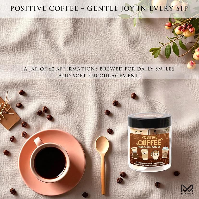 Miarita Positive Coffee Jar- 60 Funny Coffee Lover Gift for Women Men Teachers Gifts, Employee Nurse Teacher Appreciation Gift, End of Year Teachers Gifts, White Elephant Gifts for Women Men Friends B0FJ21JRRM