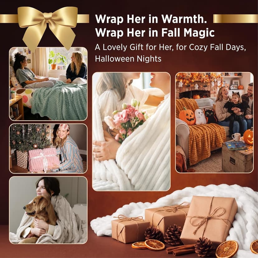 Bedsure GentleSoft White Throw Blanket for Couch - Cozy Blanket for Women, Cute Fleece Throws for Girls, Teacher Gifts Birthday Gifts for Women Men Mom, Room Home Dorm Decor, Off White, 50x60 Inches