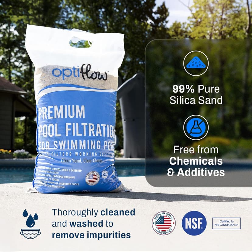 Pool Filter Sand, Premium Filtration with Pure Silica Formula, 50 Lbs - Swimming Pool System Accessories and Supplies for Cleaning and Maintenance