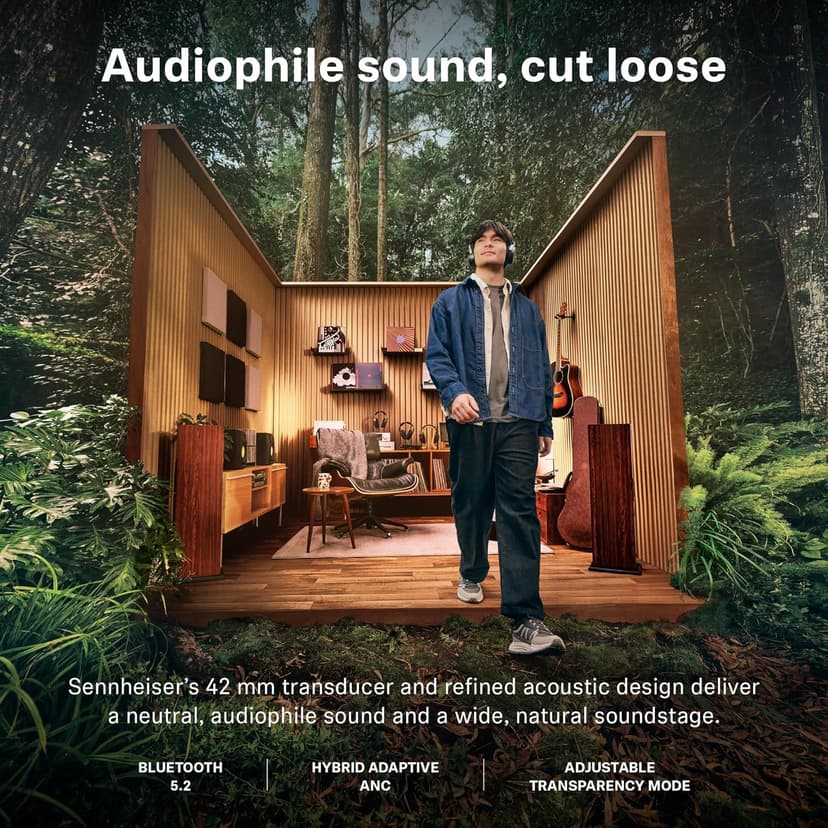 Sennheiser HDB 630 Wireless Over-Ear Headphones - Hi-Res Audiophile Sound, Adaptive Noise Cancellation, Parametric EQ, 60 Hour Battery Life, Includes USB-C Low-Latency Bluetooth Adapter - Black