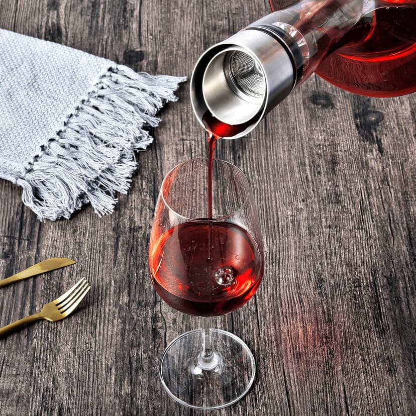 Wine Decanter Built-in Aerator Pourer, Wine Carafe, Red Wine Decanter,100% Lead-free Crystal Glass, Wine Hand-held Aerator, Wine Gift, Wine Accessories (Clear,Crystal)