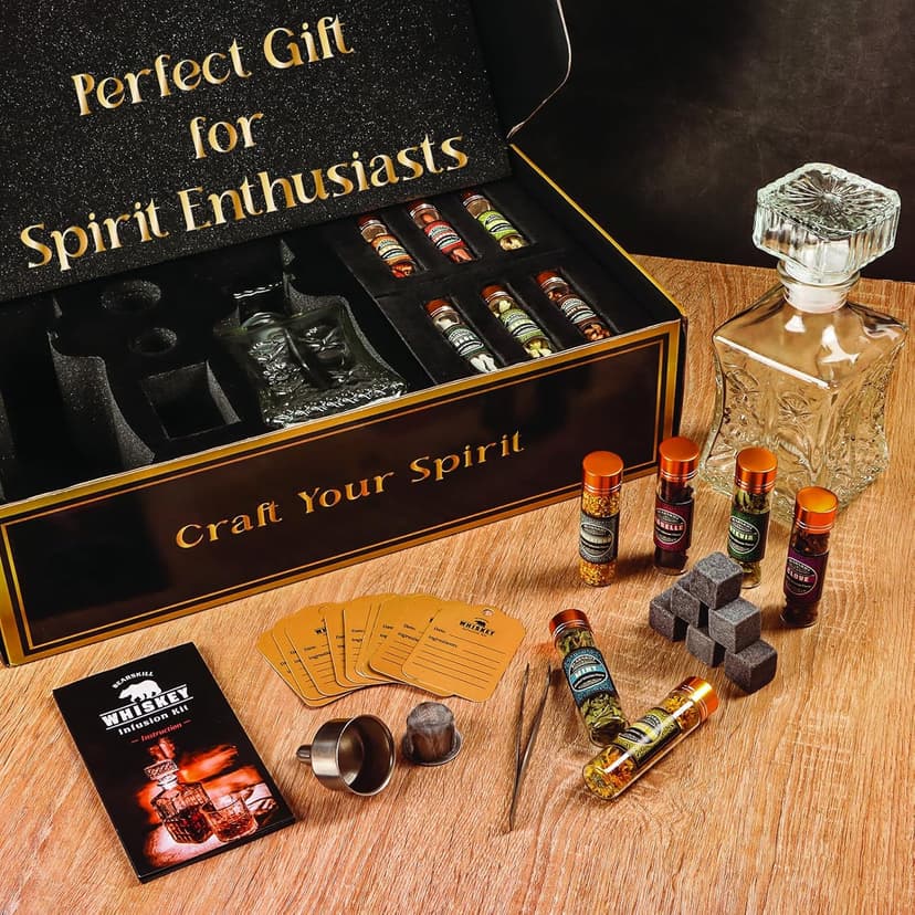 Alcohol Infusion Kit, DIY Whiskey Making Kit for Infusing Bourbon, Rye, Gin, Vodka, Tequila, Rum with Custom Botanicals, Perfect Alcohol Infusion Kits Whiskey Gifts for Men, Dad, Husband