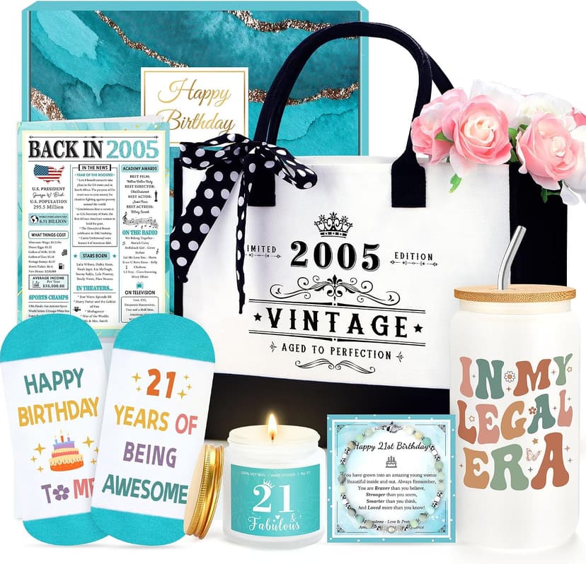 21st Birthday Gifts for Her 21 Year Old Birthday Gifts for Her Cool Fabulous Gift for 21 Year Old Female Gift Ideas for Girl Age 21 Happy 21st Bday Decorations Basket with Tumbler for Women Daughter B0G1LLB8CG