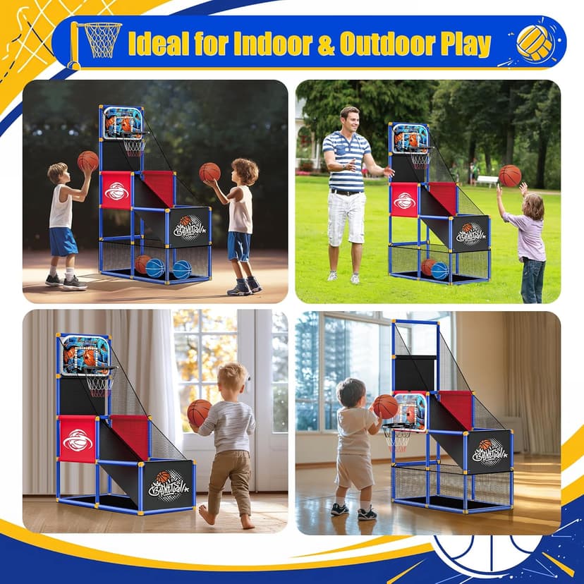 Kids Arcade Basketball Hoop Indoor Outdoor Single Shot Basketball Game for Toddler,Carnival Games Sport Gifts for Boys Girls Ages 3-8 Years Old,Ideal for Competition