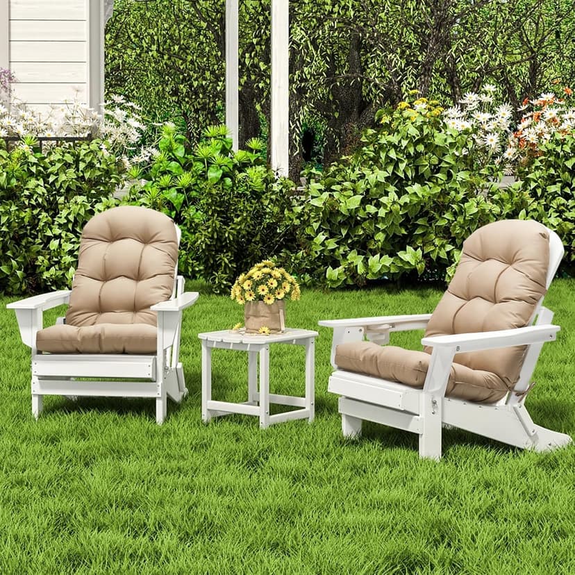 Adirondack Chair Cushion, High Back Patio Cushions with Adjustable Ties, 48.8 x 20.4 x 4.3, Waterproof Tufted Pillow, Fade Resistant Seat Rocking Chair Cushion for Indoor/Outdoor, Khaki, 1