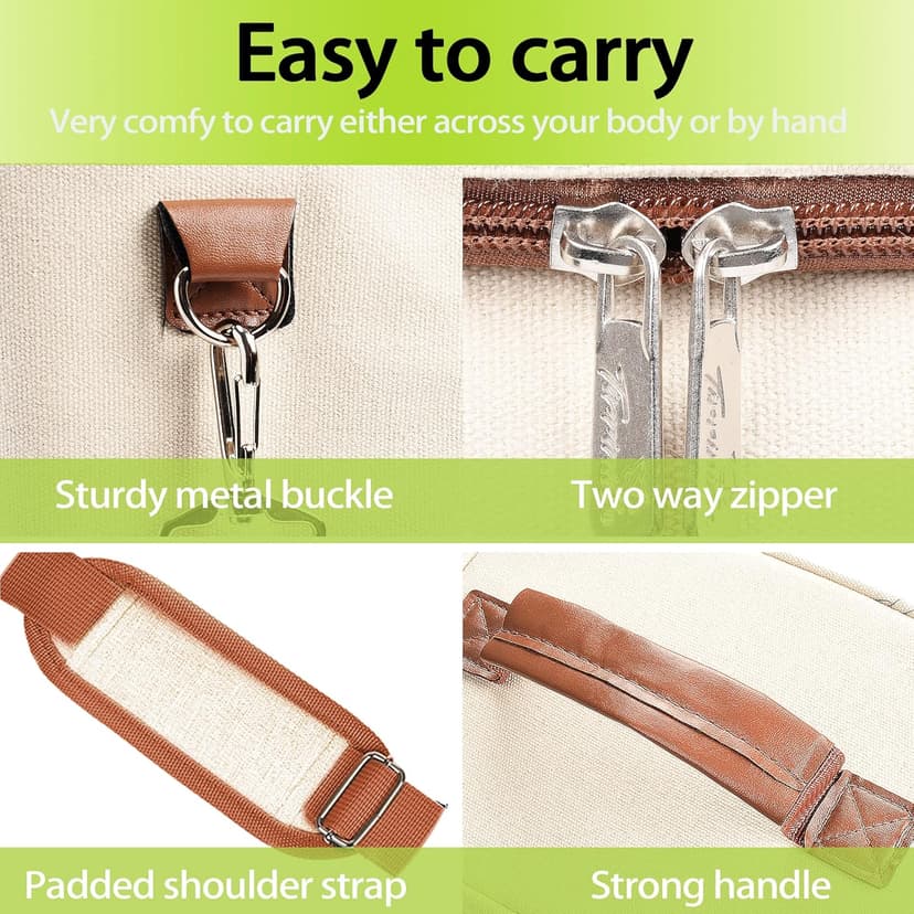 Tirrinia 4 Bottle Wine Gift Carrier - Leakproof & Insulated Padded Portable Versatile Wine Carrying Cooler Tote Bag for Travel, BYOB Restaurants, Wine Tasting, Parties,Gift for Wine Lovers, Beige