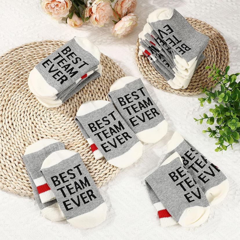 12 Pairs Best Team Ever Crew Socks Bulk Employee Appreciation Gifts for Women Men Staff Coworker Office Christmas