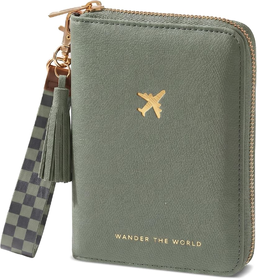 All-in-One Organizer for Women Holds up to 4 Passports, w Card Slots and Keychain - RFID Blocking Keeps Documents Safe Beautiful Passport Holder And Travel Wallet with Wristlet Strap B0FVNQP2BL