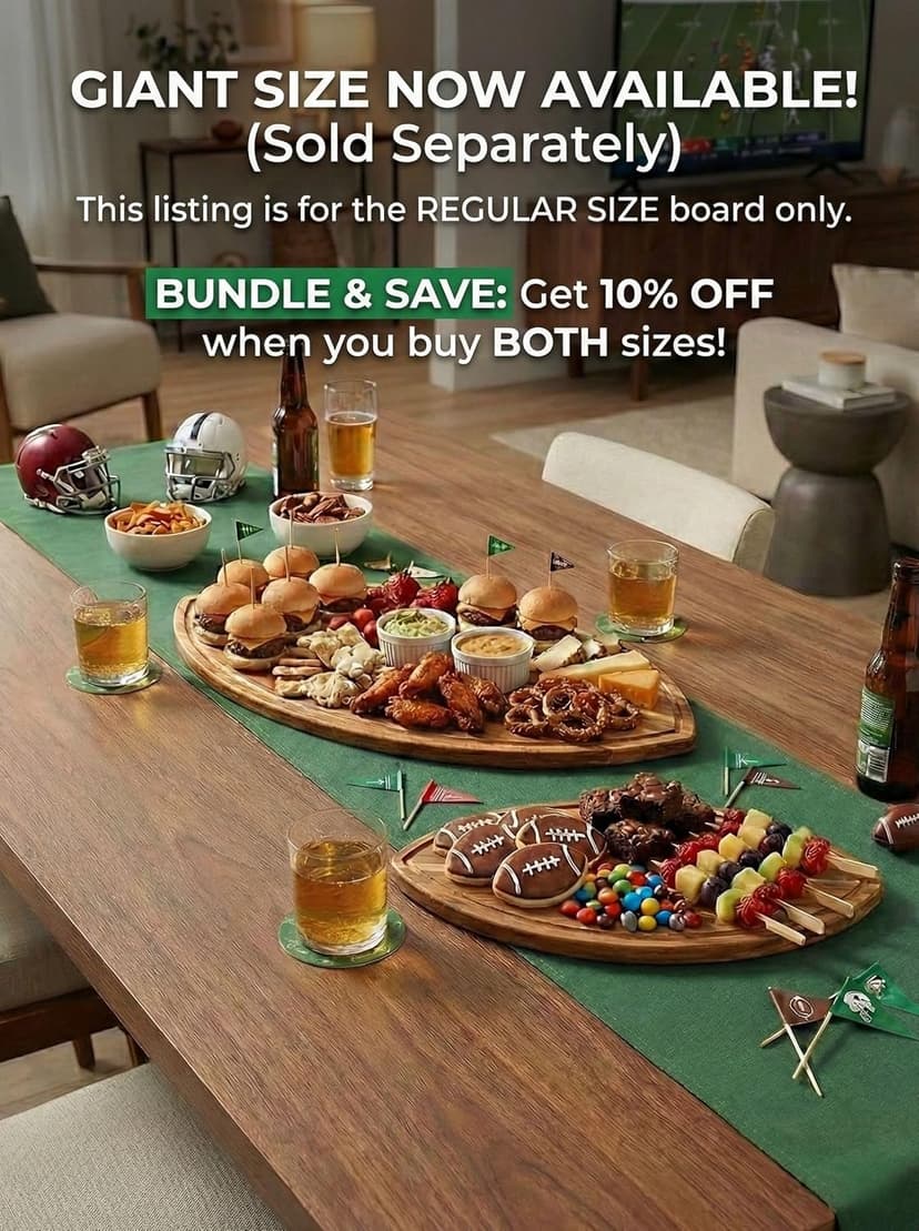 Solid acacia wood, not bamboo, football shaped cutting board. Football gifts for women, coaches, and tailgate hosts. American Football Charcuterie Board 16X9.5 Inch, Game Day Hosting Tray B0F4PNFBW6