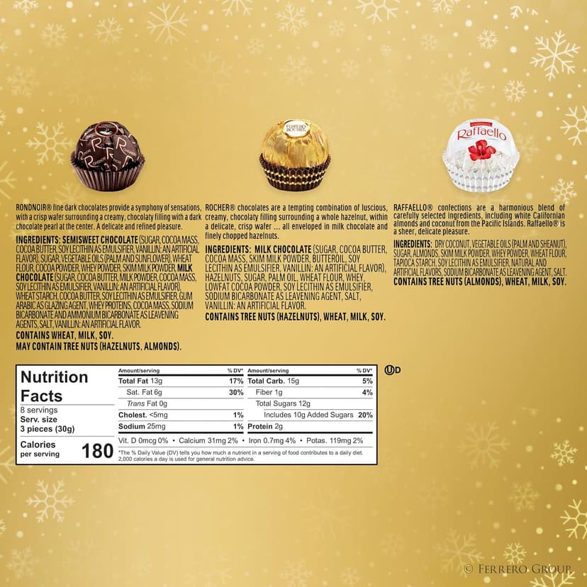 Ferrero Collection, 24 Count, Premium Gourmet Assorted Hazelnut Milk Chocolate, Dark Chocolate and Coconut, 9.1 oz