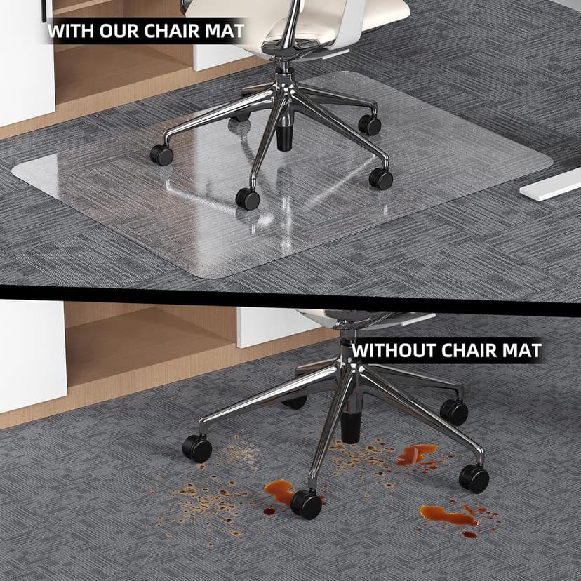 Office Chair Mat for Carpet, 32x48 Heavy Duty Clear Plastic Rolling Chair Mat for Carpet Floor, Under Computer Desk Chair Floor Mats Protector Carpeted Floors