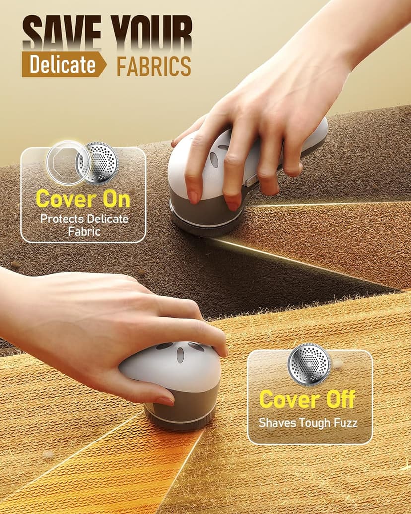 POPCHOSE Fabric Shaver, Lint Remover for Clothes, Battery Operated Lint Shaver with 6-Leaf Blades, Sweater Shavers to Remove Pilling for Clothing, Couch, Furniture, Fuzz, Lint Ball, Pillings