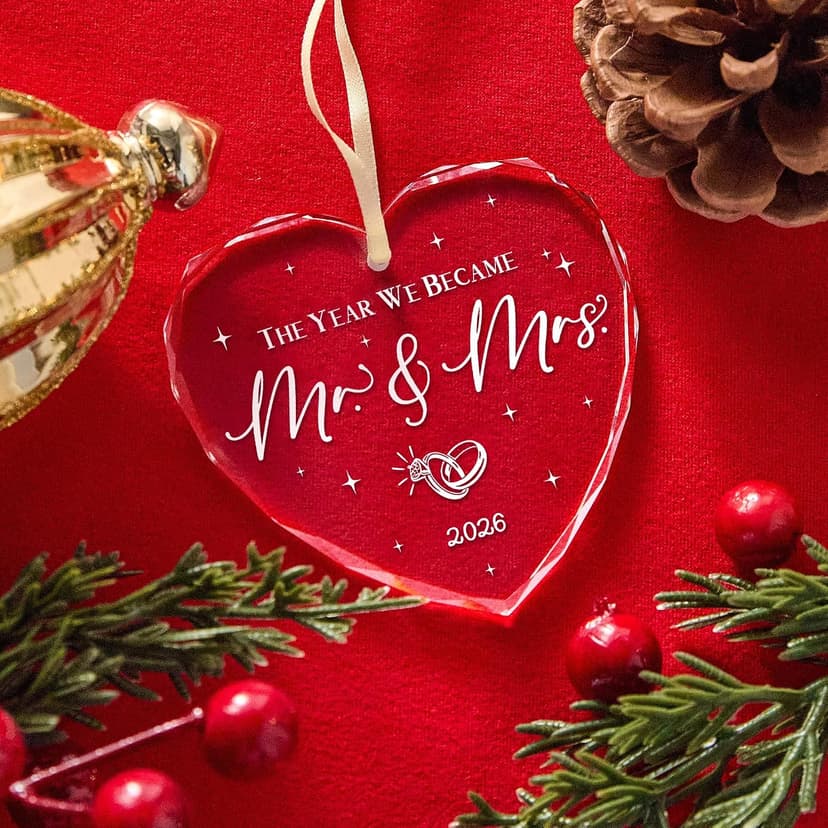 Mr and Mrs Gift for Newlywed, Future Mr Mrs - Just Married Party Decoration Christmas Glass Ornament - Wedding Registry Ideas Wedding Gift for Couples 2026 Bridal Shower Gift for Married Newlywed B0FW4YQ8FM