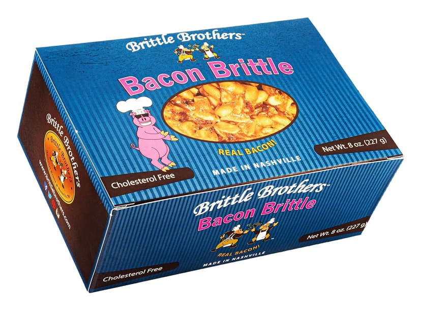 Brittle Brother's Bacon Brittle - 8 oz Box - Voted #1 in America - 4 x's more Nuts! - Cashew Pecan Bacon Corporate Gift Men Women Candy Snack Birthday Sampler Christmas Mother Father Graduation Office Mix Valentines Day Party