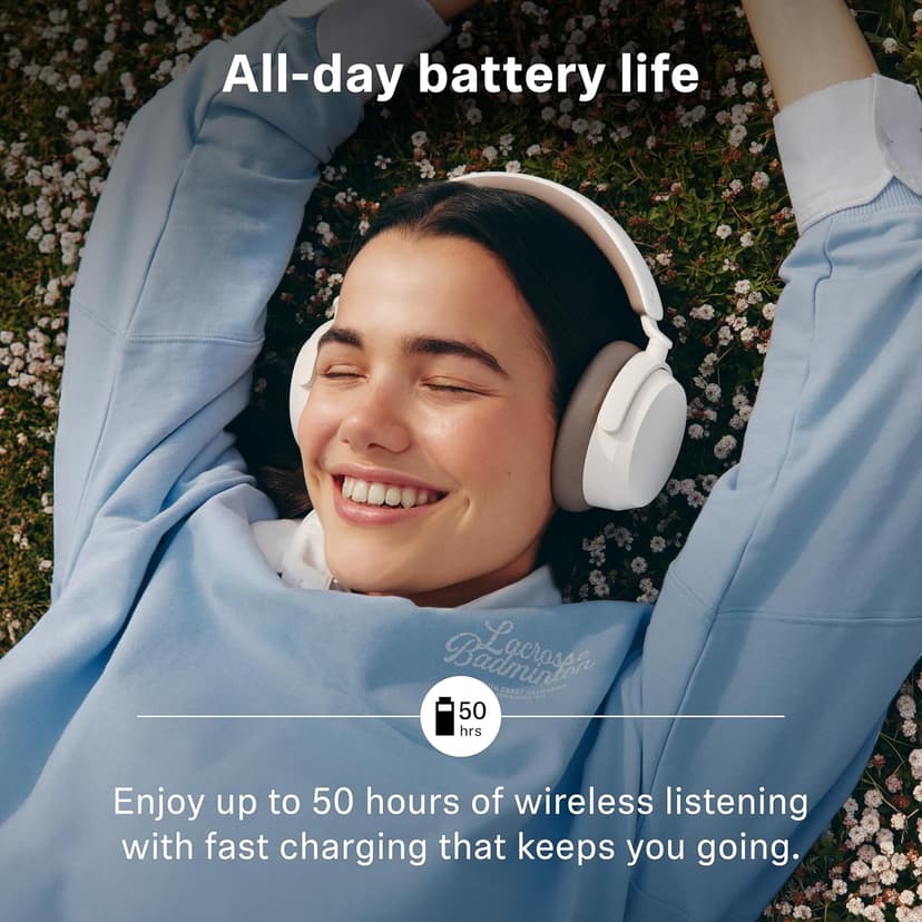 Sennheiser ACCENTUM Wireless Bluetooth Headphones Noise Cancelling - Up to 50HR Playtime, Hybrid Noise Cancelling (ANC), All-Day Comfort, Bluetooth Over Ear Headphones for School, Traveling, White