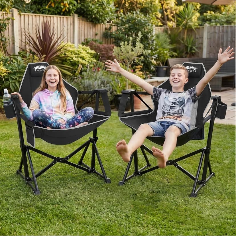 Fragess Portable Hammock Camping Chair with Adjustable Back, Folding Hammock Chair Supports 330lbs, Camping Swing Chair for Adults, Camping Hammock Chair for Lawn, Concerts, Backyard, Stargazer