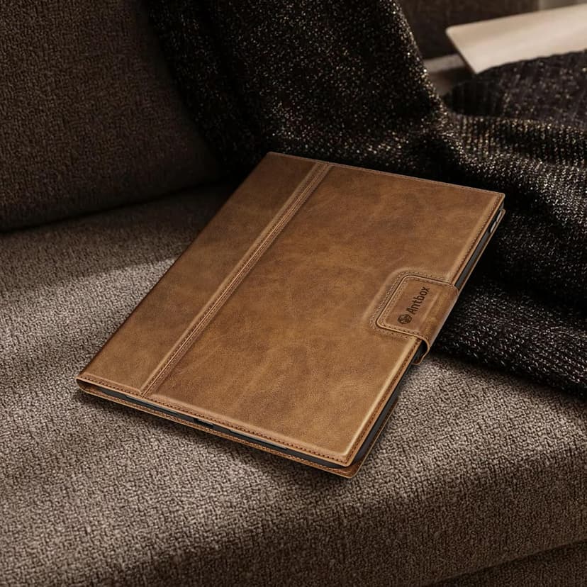 Antbox for iPad Pro 11 Inch Case M5 2025/M4 2024, Premium Vegan Leather, Supports Pencil Pro and Pencil (USB-C), Auto Sleep/Wake Function, Built-in Pencil Holder (Tan)