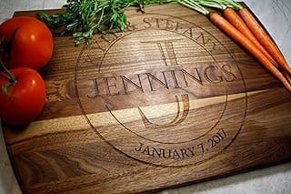Blue Ridge Mountain Gifts Personalized Wood Cutting Board Laser Engraved Anniversary or Wedding Gift Custom Charcuterie Board Personalized Christmas Gift