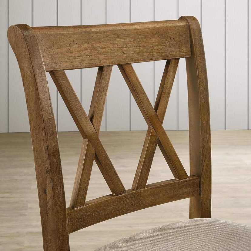 Windvale Fabric Upholstered Counter Height Dining Chairs, Set of 2, Cottage Oak