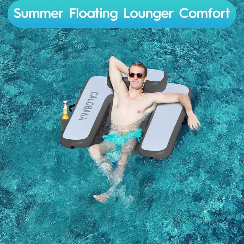CALOBANA Inflatable Floating Chair, Heavy Duty Pool Floats Adult Lounger, Portable Water Float Chair for Swimming Pool, Lake and Beach
