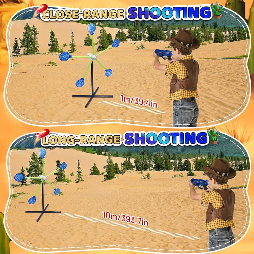 2-Player Shooting Game Toy,Foam Dart Toy Gun with Auto Reset Rotating Shooting Target,Ideal Gift for Kids Ages 4, 5, 6, 7, 8,9,10+